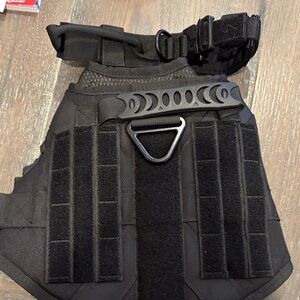 Black Tactical Dog Harness and leash
